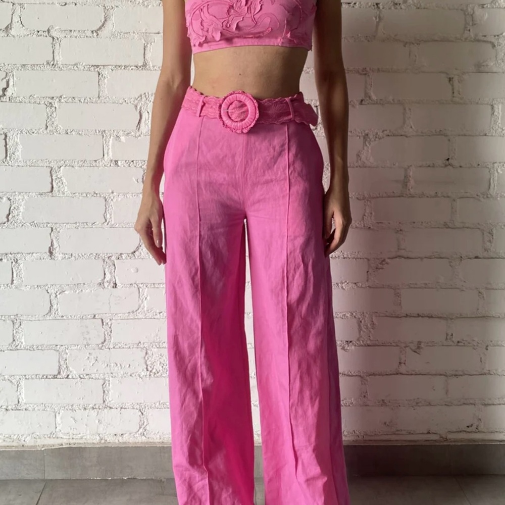 HEMANT & NANDITA Yuri Pink Wide Leg Pants AND Yuri Bandeau top